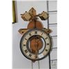 Image 2 : Selection of chain hung church candle holders and an interesting single train wooden wall clock, not