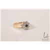 Image 1 : Vintage 10kt yellow gold and diamond cluster ring set with center sapphire gemstone, size 5.5