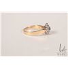 Image 2 : Vintage 10kt yellow gold and diamond cluster ring set with center sapphire gemstone, size 5.5