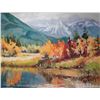 Image 2 : Artist Jerry Heine, framed oil on board painting titled on verso "Flaming Bushes, 2002", 20" X 26". 