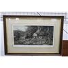 Image 1 : Antique framed etched print titled "Timber Hauling in the new Forest" circa 1905, pencil signed L. K