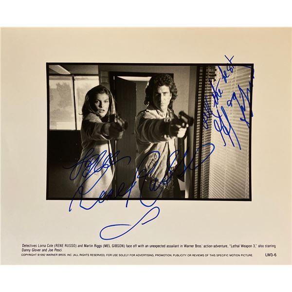 Lethal Weapon 3 Mel Gibson and Rene Russo signed movie photo. GFA Authenticated