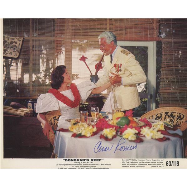 Cesar Romero signed "Donavan's Reef" movie photo