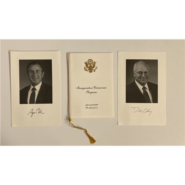 Bush, Cheney 2001 Inauguration program and facsimile signed photo