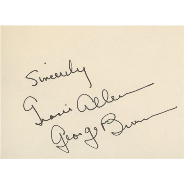 George Burns and Gracie Allen signature cut