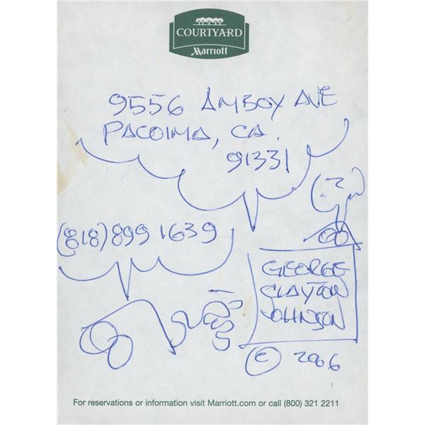 Logans Run George Clayton Johnson signed note