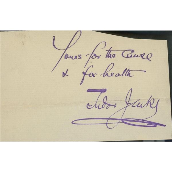 Tudor Jenks hand written note