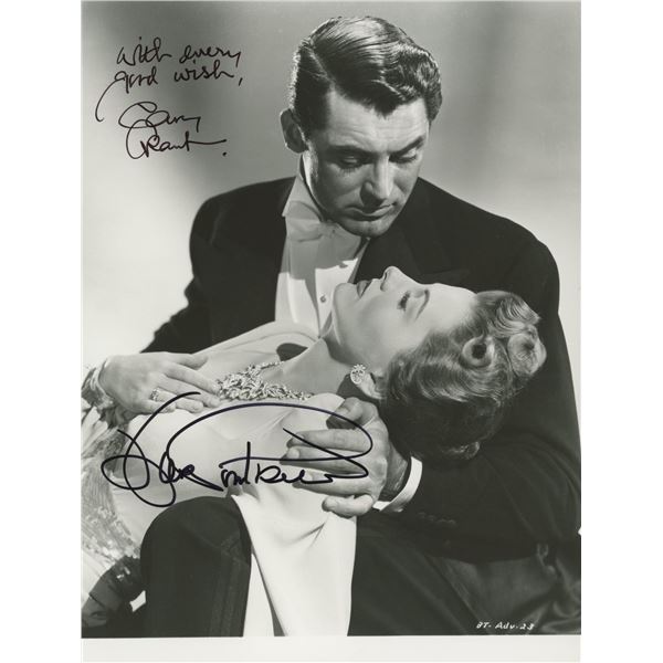 Cary Grant and Joan Fontaine signed photo. GFA Authenticated