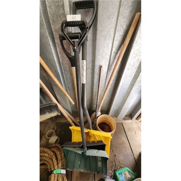 Assorted snow shovels