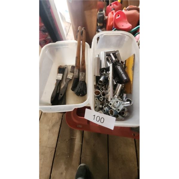 Assorted tools and paint brushes