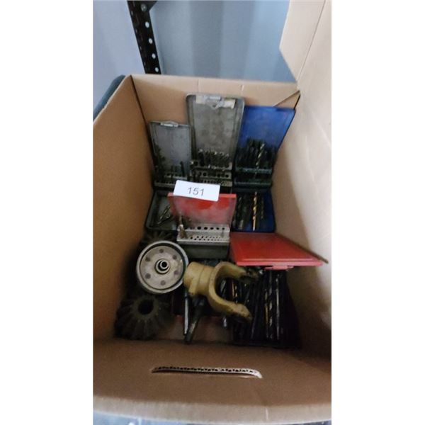box with drill bits, etc