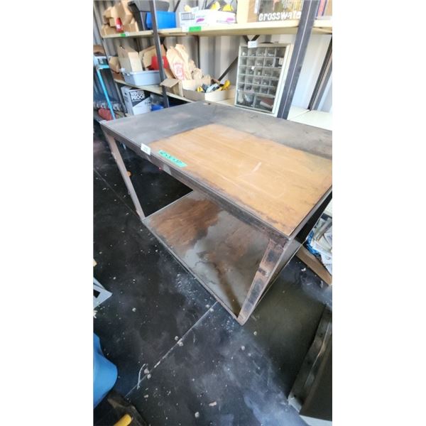 table 42" x 30" x 37" with wood inset on wheels