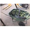 Image 1 : Wheel Barrow w/ Garden Hose & Wall shelf Bracket
