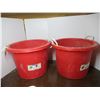 Image 1 : LOT: 2 RED PLASTIC BUCKETS 67L