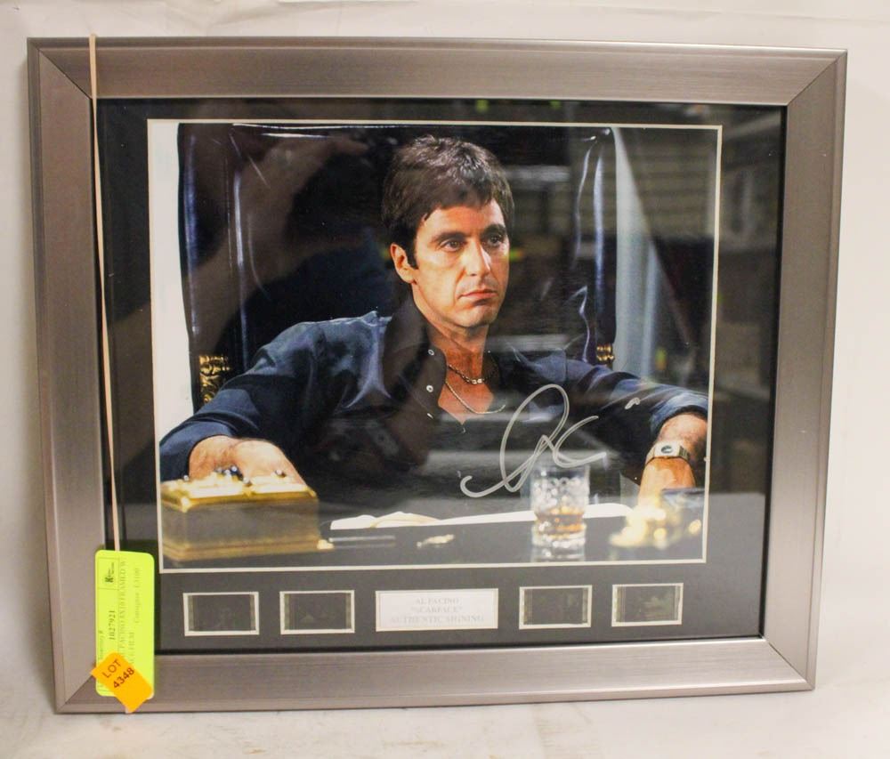 SIGNED AL PACINO 8X10 FRAMED W/ SCARFACE FILM