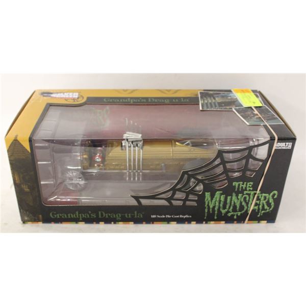 NIB MUNSTERS DRAG-U-LA  DIE CAST CAR BY SILVER