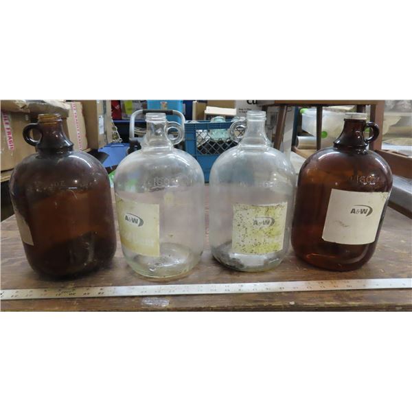 2 160oz A&W root beer jugs & 2 clear jugs