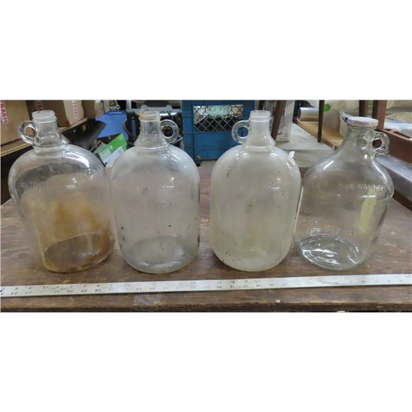 3 160oz jugs, 1 one gallon jug (glass)