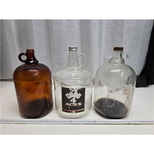 3x 1 gallon glass jugs - assorted