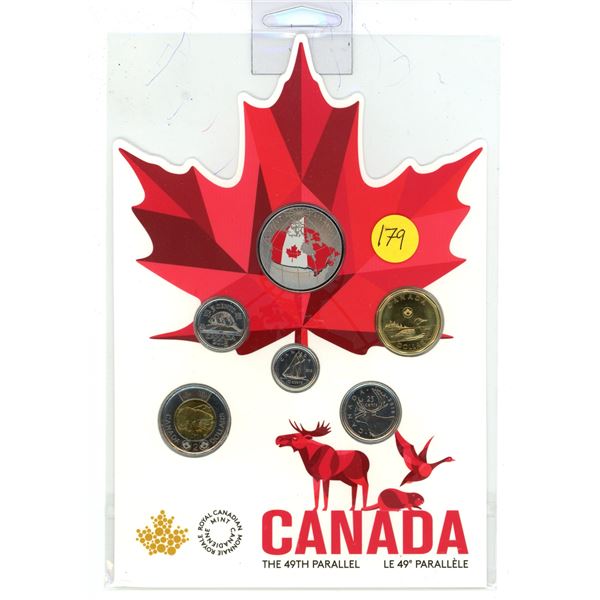 2018 Canadian "Far and Wide" unc 6 coin set, includes glow in the dark 50 cent coin