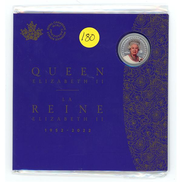1952-2022 Queen Elizabeth II tribute, Canadian 99.99% fine silver 5 dollar coin, in commemorative fo