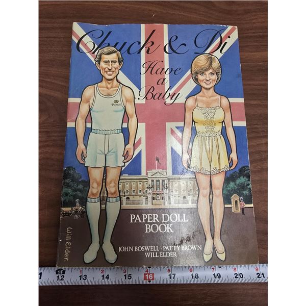 1982 Vintage "Chuck & Di, have a baby" paper doll booklet - like new, unused