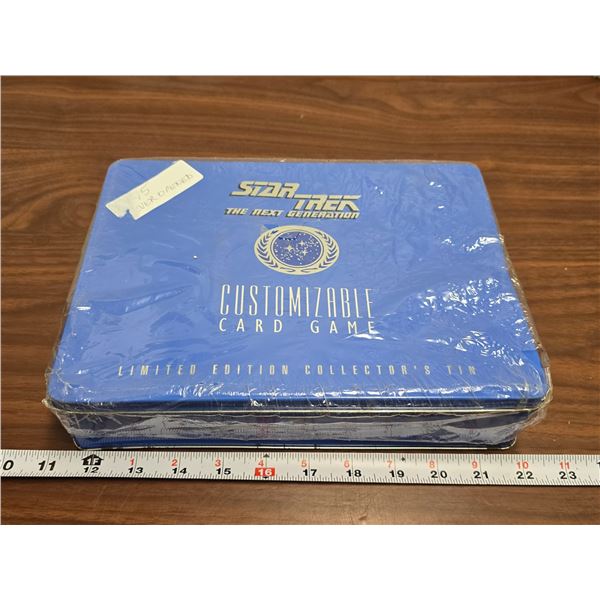 1995 Star Trek Next Generation, customizable card game, in collector's tin (tin has some damage) - n