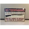 Image 1 : 8x11.75" tin sign "no trespassing"