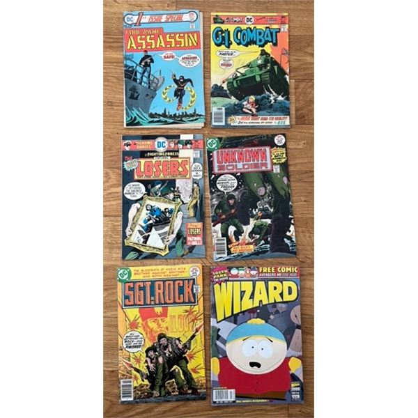 6 DC Comic Books - 25, 30, Cent Assassin, G.I. Combat, Losers, Unknown Soldier, SGT. Rock