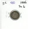 1886 SM 6 Canadian silver 5 cent coin - F