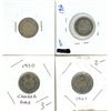 Image 2 : 4x Canadian silver 10 cent coins - 1913, 1916, 1920-21