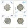 Image 1 : 4x Canadian silver 25 cent coins - 1939, 1942, 1945, 1948