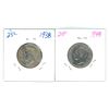 Image 1 : 2x Canadian silver 25 cent coins - 1938 & 1948