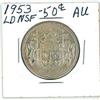 Image 1 : 1953 Canadian silver 50 cent coin