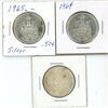 Image 1 : 3x Canadian silver 50 cent coins - 1965-1966