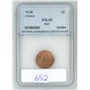 Image 1 : 1938 NNC Graded, Canadian 1 cent coin - MS-65