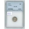 Image 1 : 1911 NNC Graded, Canadian silver 5 cent coin - AU-50