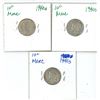 Image 1 : 3x USA silver mercury 10 cent coins - 1940-41