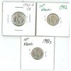 Image 1 : 3x USA silver mercury 10 cent coins - 1942