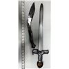 Image 1 : Sword 16" Long, Knife with curved blade 12" Long.