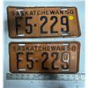 Image 1 : Pair of 1950's Saskatchewan license plate.