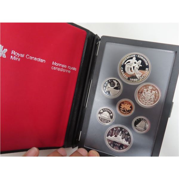 1983 Double Dollar Proof Set. The Silver Dollar commemorates the World University Games in Edmonton.