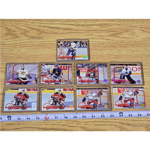 95-96 Donruss "Crease Patrol" ins, 2-8, 2-8, 7, 6.6, 4, 3