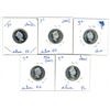 Image 1 : 5x Canadian silver proof 5 cent coins - 1998, 2001-03 - non magnetic