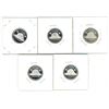 Image 2 : 5x Canadian silver proof 5 cent coins - 1998, 2001-03 - non magnetic
