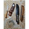 Image 1 : Knives (1 missing handle scales) & Sheaths, Folding Saw, Folding Razor