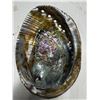 Image 2 : Vintage Scroll Metal with Clocks leaf Vine Design and with Abalone Shell and stand.