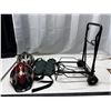 Image 1 : Lot of 2 Sports Helmets, 1 pair of Spike Shoes and 1 Foldable Travel Luggage Carrier.