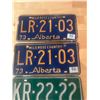 Image 2 : 2 Pair of Alberta license plates - 1971 & 1973