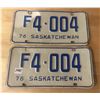 Image 2 : Pair of 1976 4 digit Saskatchewan license plates